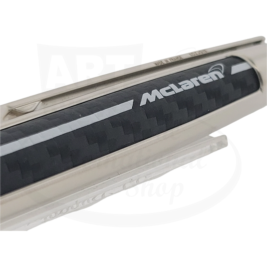 S.T. Dupont McLaren Défi Carbon Fiber Ballpoint Pen 405717 black carbon fiber with silver clip and engraved logo