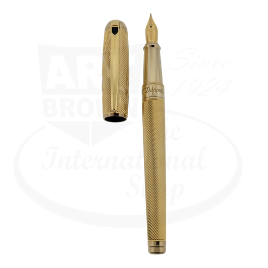 S.T. Dupont Line D Limited Edition James Bond Gold Fountain Pen 410047 with 45° guilloche gold finish and sleek design