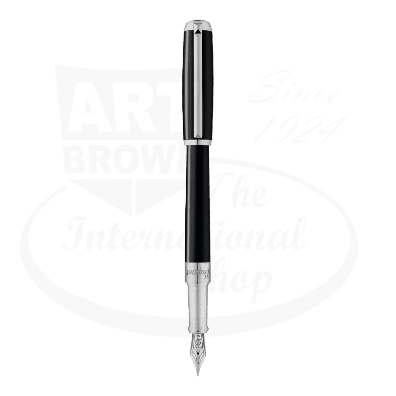 S.T. Dupont D Line Fountain Pen 410674M black lacquer palladium finish medium size solid gold nib handcrafted France