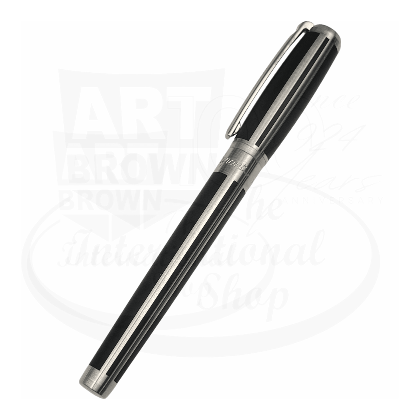 S.T. Dupont Elysee Matte Black & Palladium Striped Fountain Pen, 410683