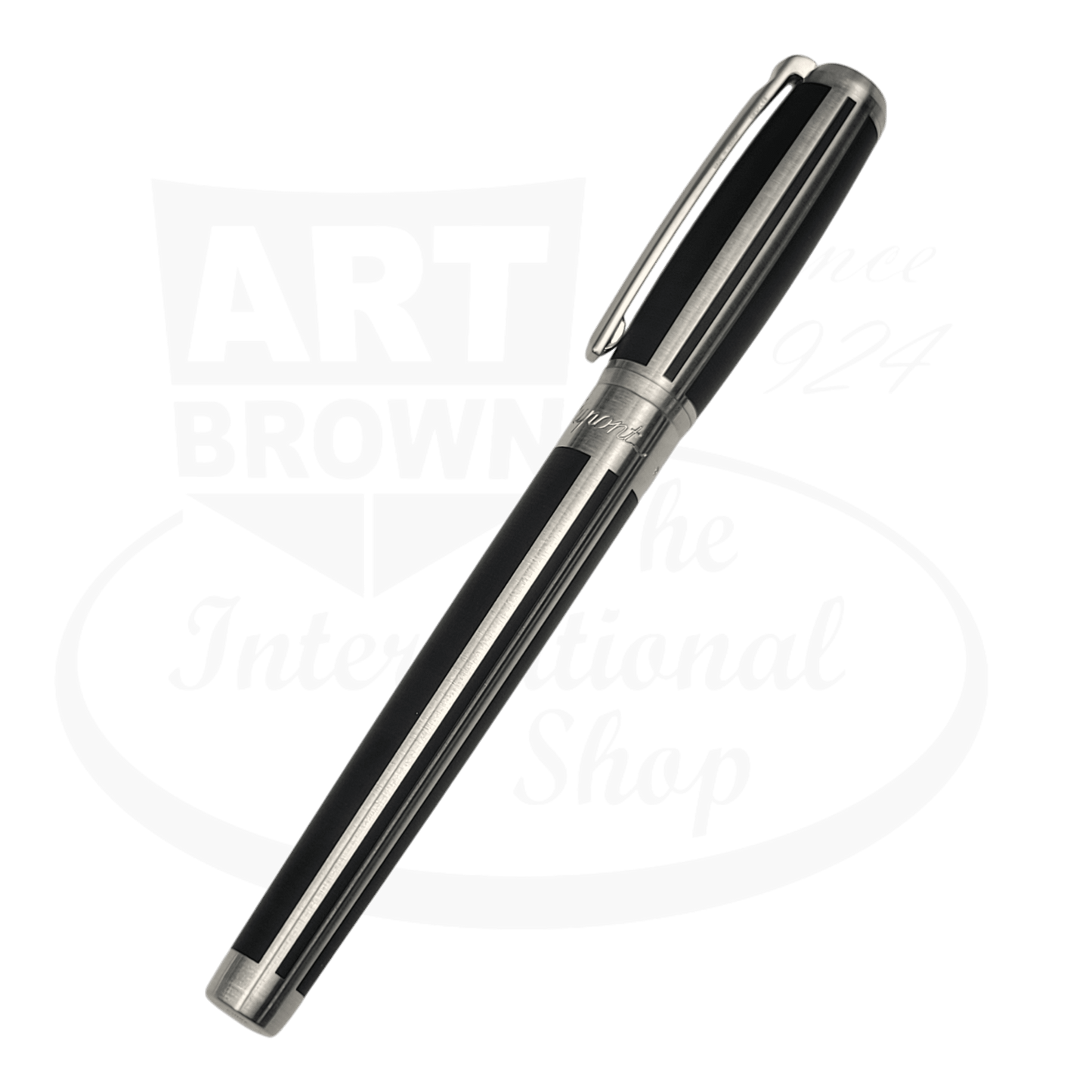S.T. Dupont Elysee Matte Black & Palladium Striped Fountain Pen, 410683