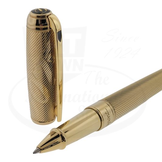 S.T. Dupont Limited Edition James Bond 007 Gold Rollerball Pen 412047 with 45° guilloche pattern and gold finish