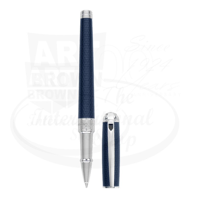S.T. Dupont Line D Fire Head Blue and Palladium Rollerball Pen, 412104M