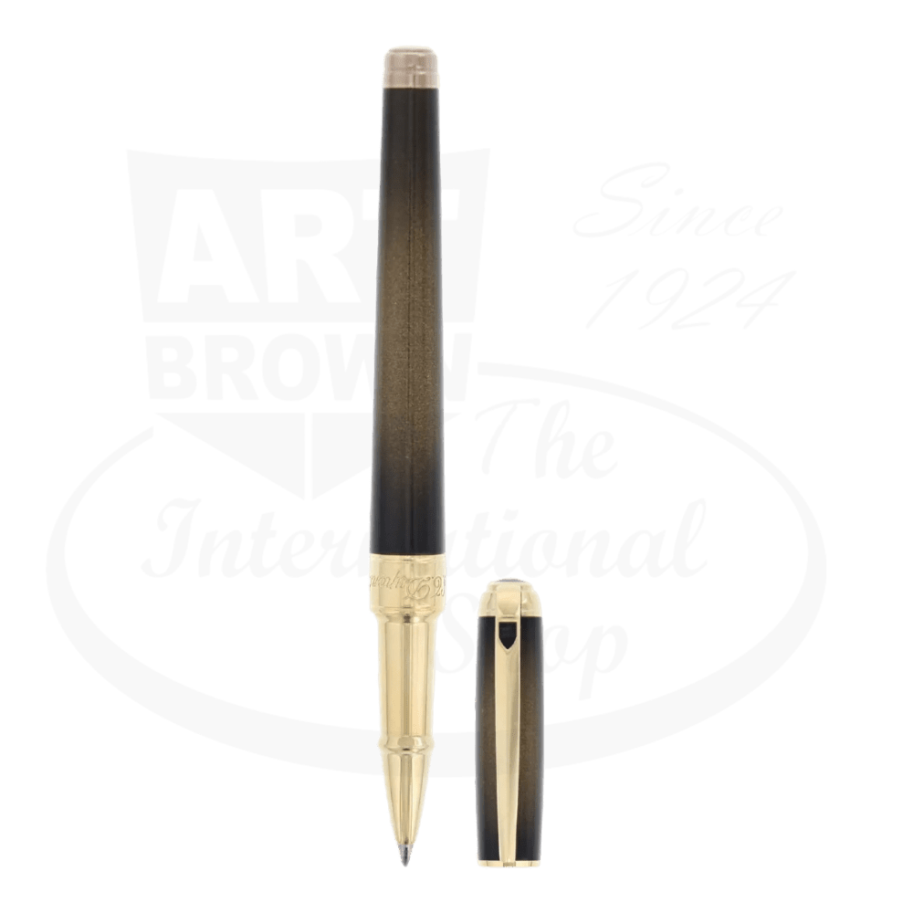 S.T. Dupont Line D Medium Atelier Rollerball Pen 412107M Sunburst Bronze metal body with gold accents