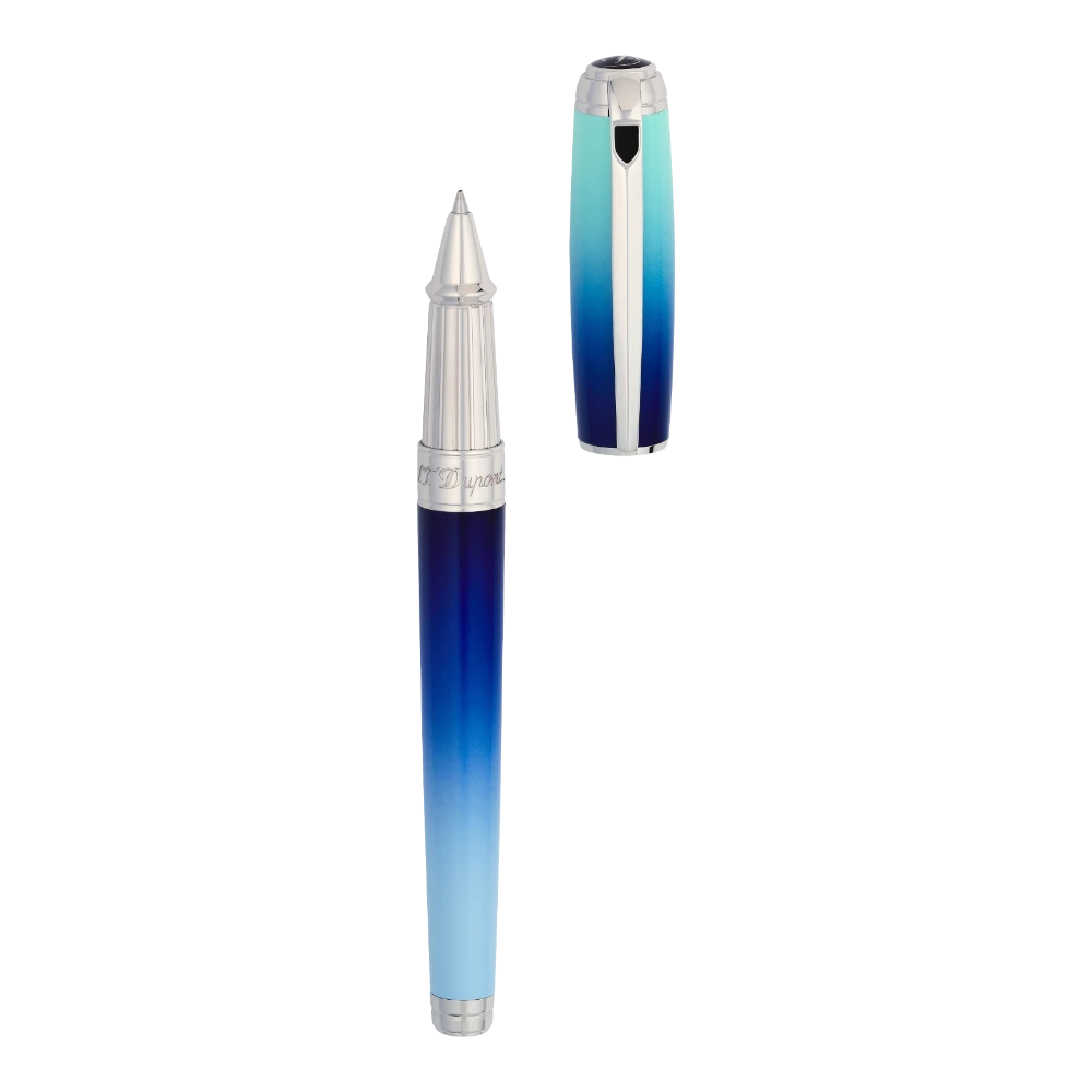 S.T. Dupont Line D Large La Mer Blue Lacquer & Palladium Rollerball Pen, 412132L