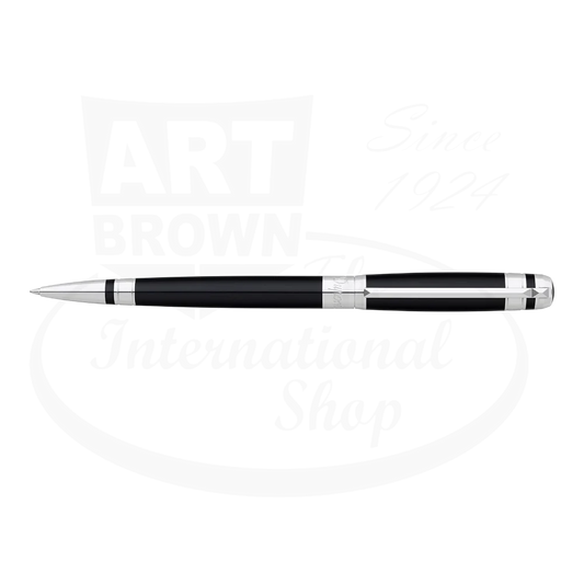 S.T. Dupont Line D 415606 black lacquer and palladium plated brass ballpoint pen with sleek elegant design