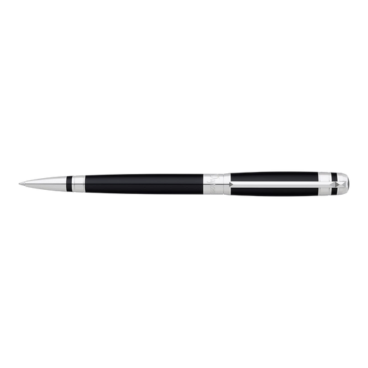 S.T. Dupont Line D Black Lacquer and Palladium Placed Rings Ballpoint Pen, 415606