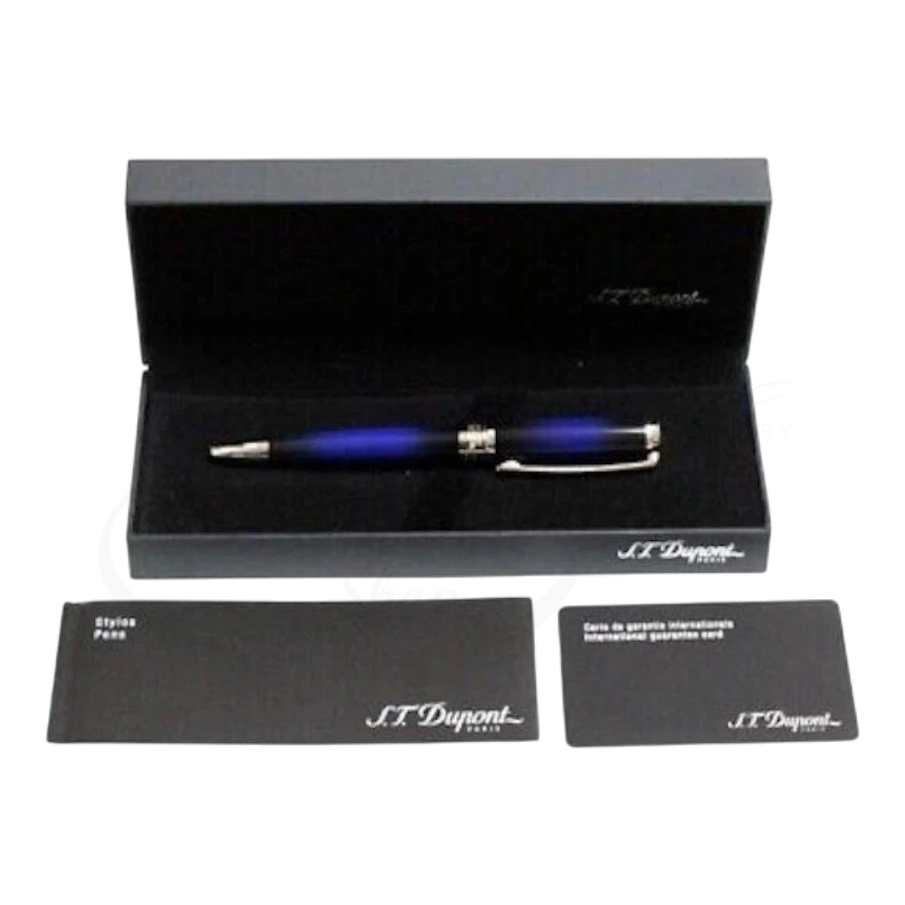 S.T. Dupont Line D Atelier Blue Sunburst Lacquer Medium Ballpoint Pen, 415714 brass blue lacquer pen in black gift box square 1000x1000 gallery 4