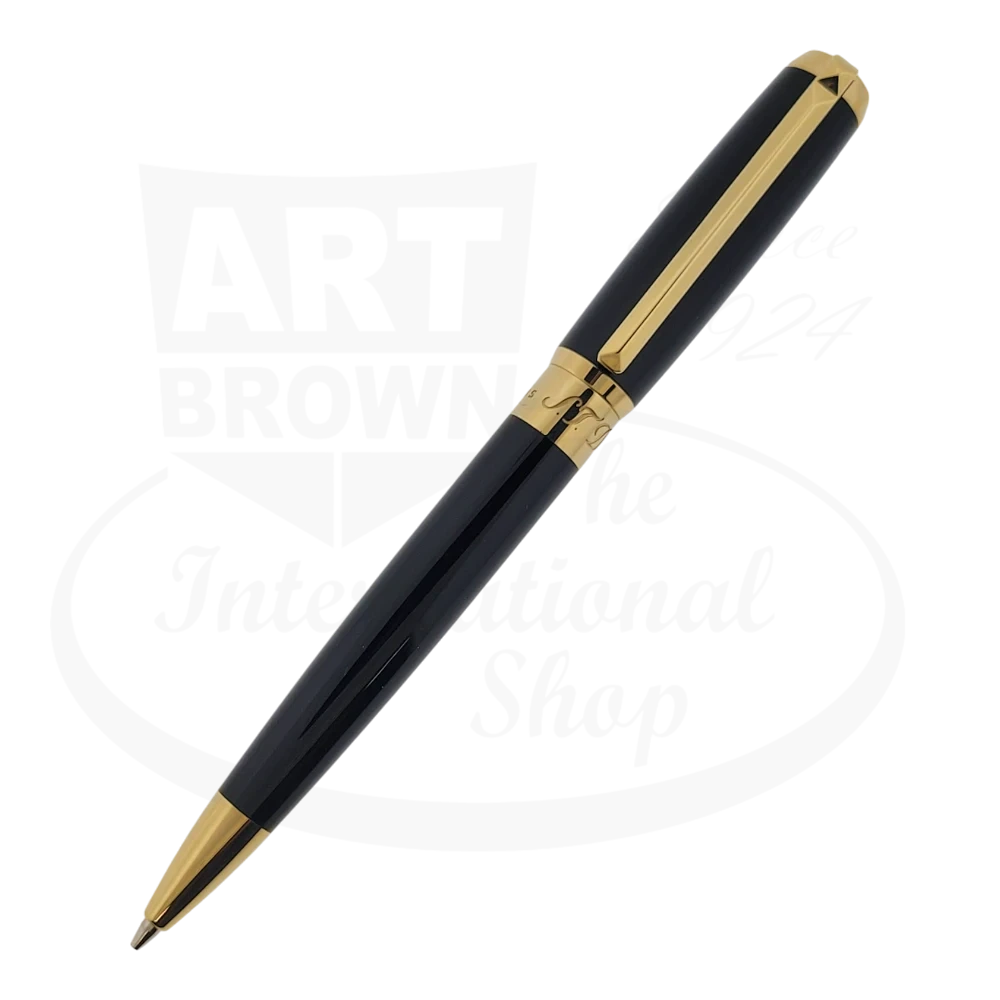 S.T. Dupont Elysee Black and Gold .7mm Mechanical Pencil with black lacquer and gold-plated metal body, sleek design