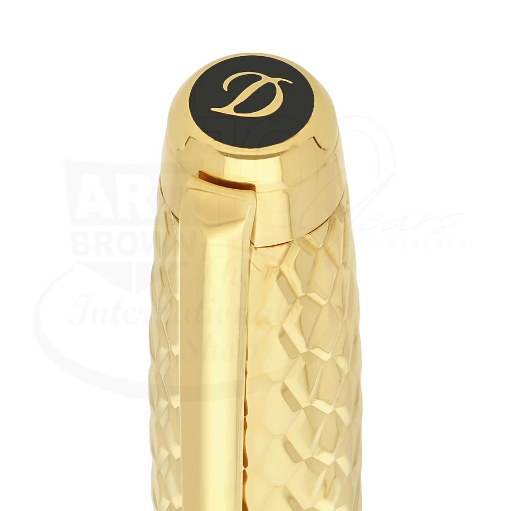 S.T. Dupont Line D Eternity Dragon Scale Guilloche Burgundy & Gold Fountain Pen, 420028L