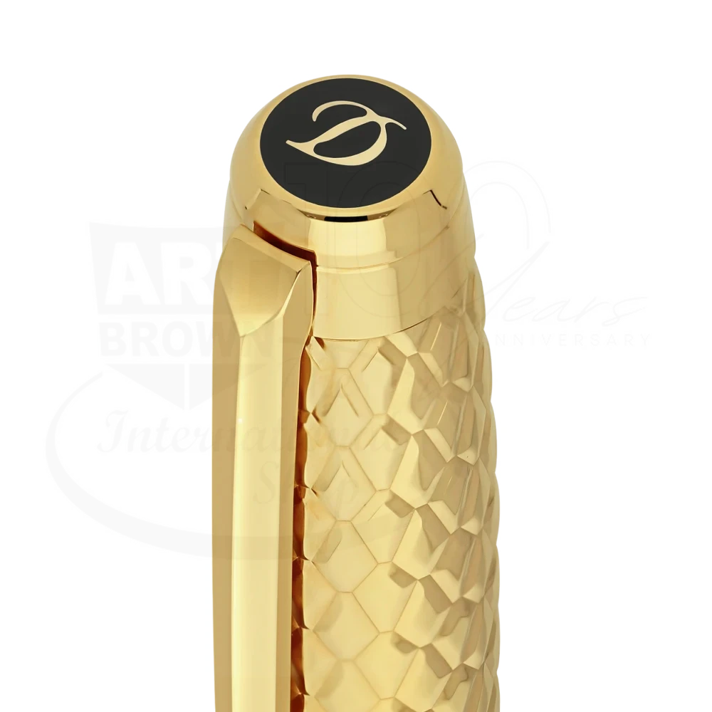 S.T. Dupont Line D Eternity Dragon Scale Guilloche Honey & Gold Fountain Pen, 420029L