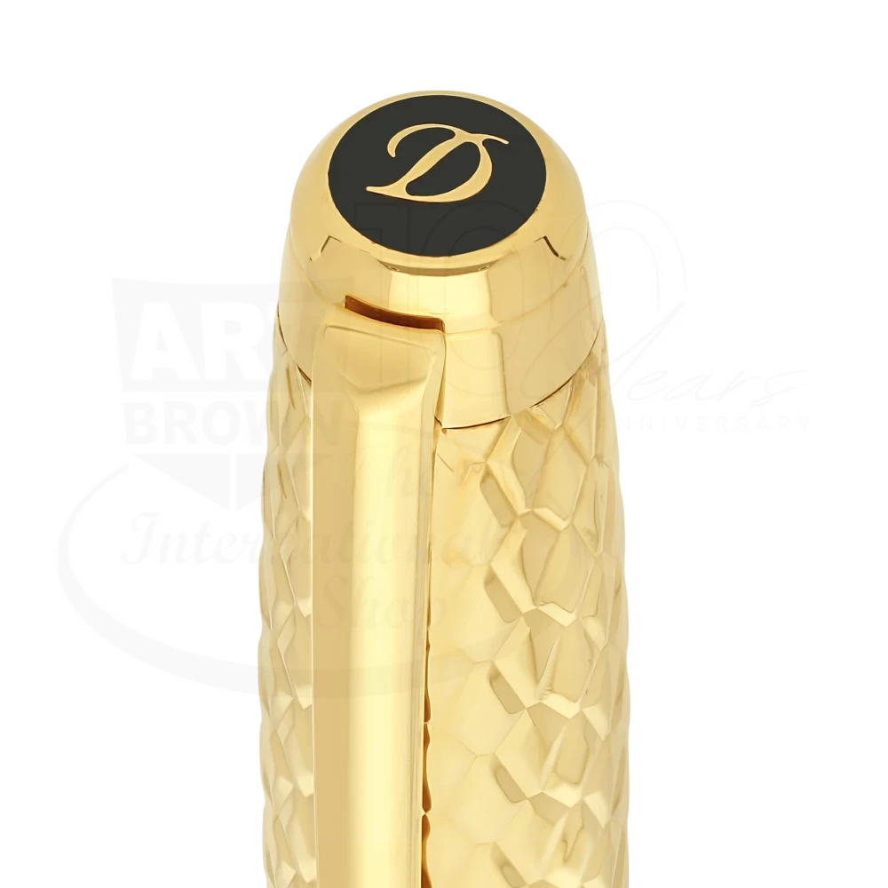 S.T. Dupont Line D Eternity Dragon Scale Guilloche Burgundy & Gold Rollerball Pen, 422028L