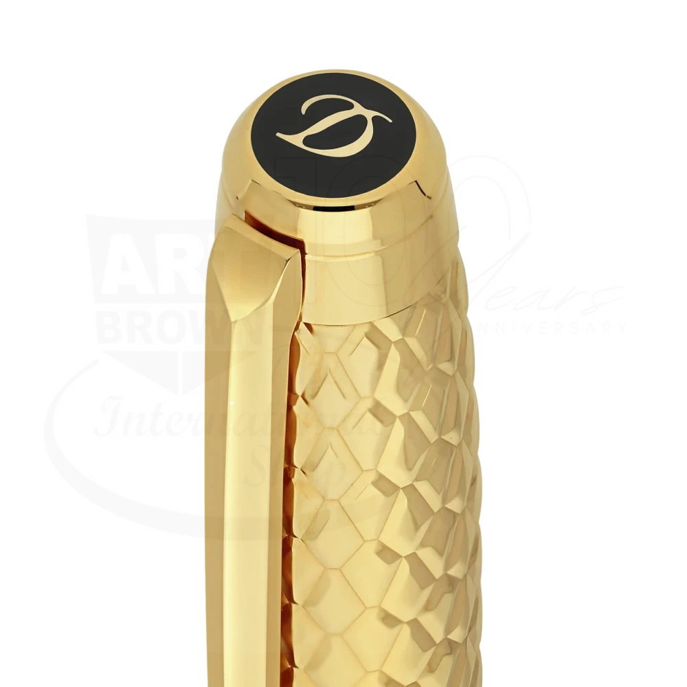 S.T. Dupont Line D Eternity Dragon Scale Guilloche Honey & Gold Rollerball Pen, 422029L