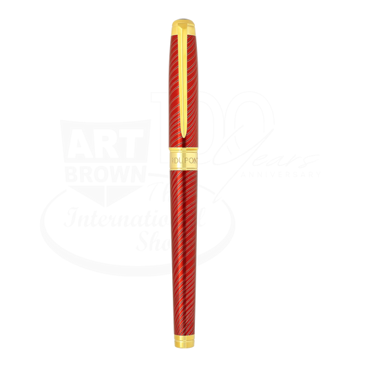 S.T. Dupont Line D Eternity Large Horse Mane Guilloche Rollerball Pen red lacquer with gold trim elegant design