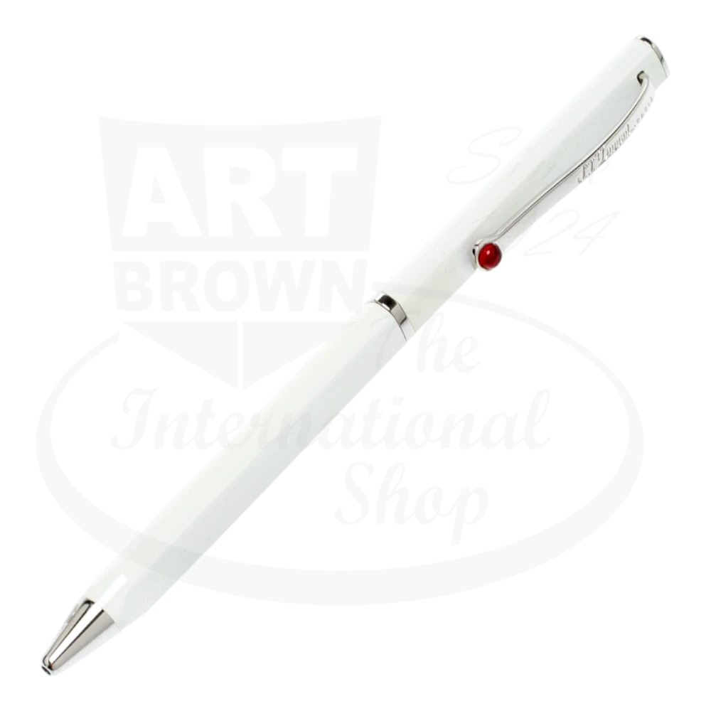 S.T. Dupont Karl Lagerfeld White Lacquer & Palladium Ballpoint Pen 435677 white lacquer with red accent