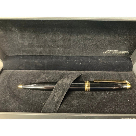S.T. Dupont Olympio Gold Ballpoint Pen, Large Black Lacquer 455274N