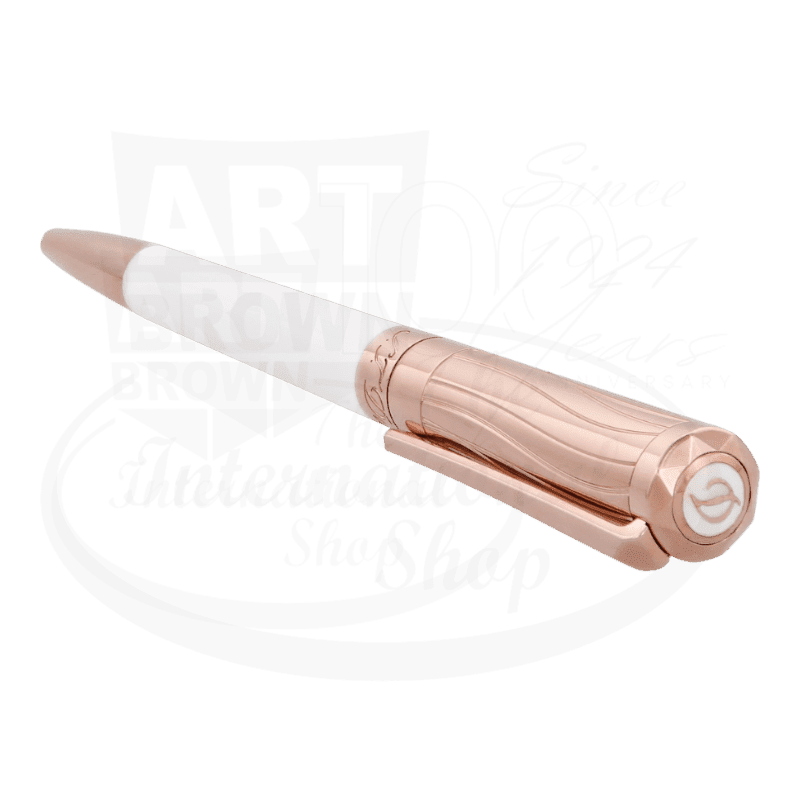 S.T. Dupont Liberte White Lacquer and Rose Gold Ballpoint Pen, 465398