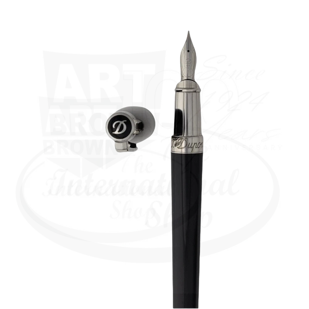 S.T. Dupont Olympio XL Black and Palladium Fountain Pen, 481674M