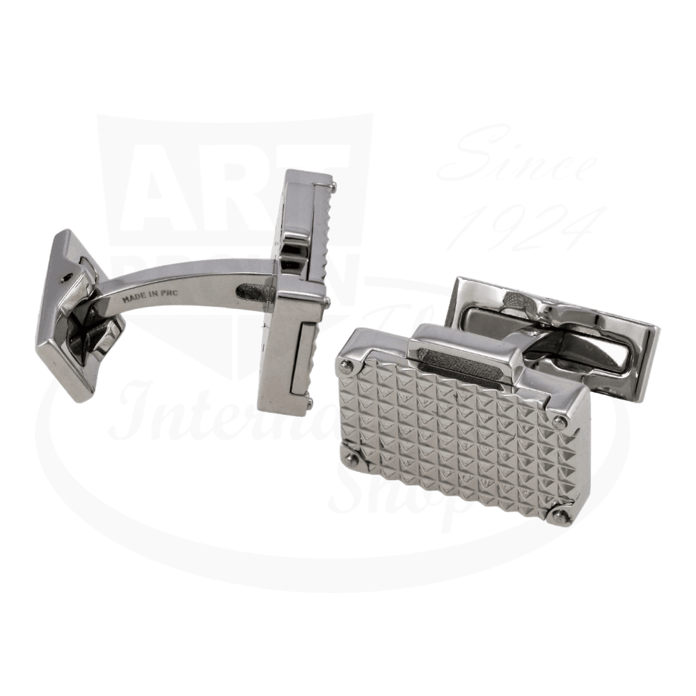 S.T. Dupont Valisette Polished Stainless Steel and Palladium Cufflinks 005761, suitcase design, silver tone, 3/4 x 1/2 in