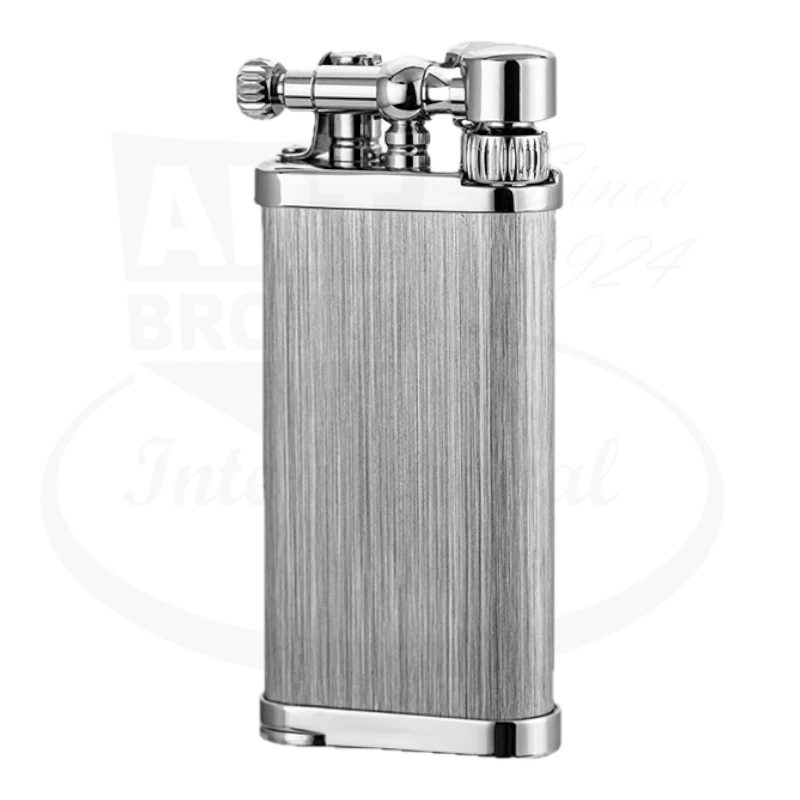 IM Corona Old Boy 64 Pipe Lighter with hairline design in chrome