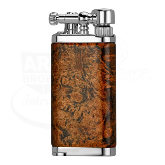 IM Corona 64 Old Boy soft flame lighter with briarwood finish and polished silver metal accents