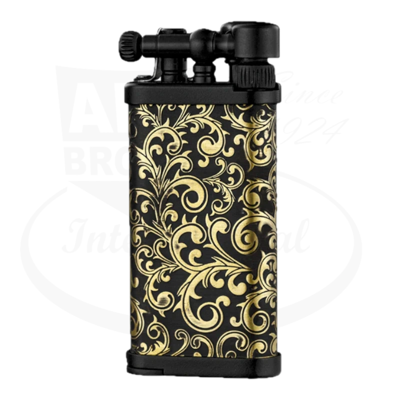 IM Corona Old Boy 64 Pipe Lighter with arabesque design in black and brass