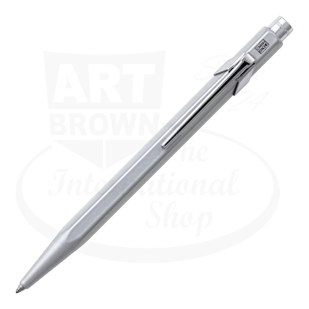 Caran D'Ache 849 Metal Ballpoint Pen Grey hexagonal metal body with clip sleek design writing instrument