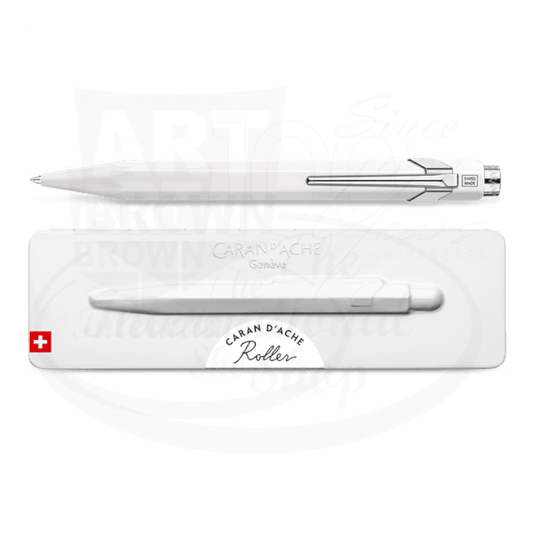Caran D'Ache 849 Metal Rollerball Pen White with Slimpack shown in gallery position 2 with square 800x800 dimensions