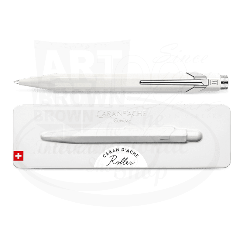 Caran D'Ache 849 Metal Rollerball Pen White with Slimpack shown in gallery position 2 with square 800x800 dimensions