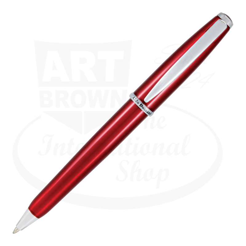 Monteverde Aldo Domani Ballpoint Pen in glossy red metal with silver clip and mid-sized smooth barrel design