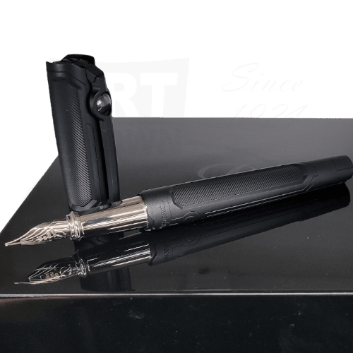 S.T. Dupont Line D Armors of Tomorrow Prestige Fountain Pen Ceramium 410693 black textured body with silver nib