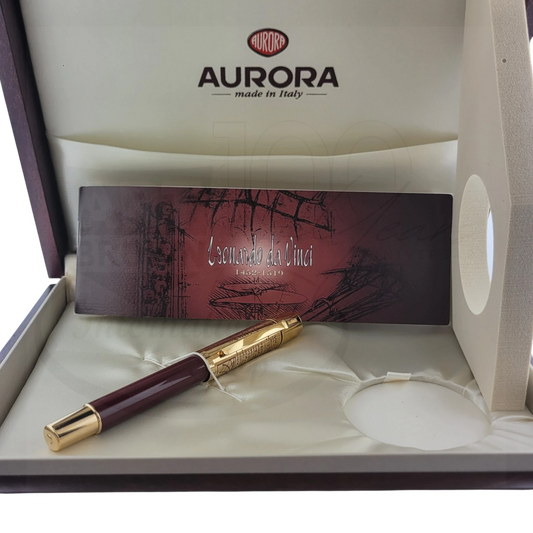 Preowned Aurora Limited Edition Leonardo Da Vinci Fountain Pen in original box with paperwork, mint condition luxury pen gift