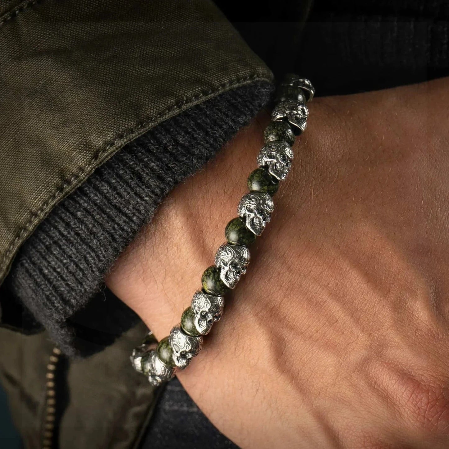 William Henry Reliant Sterling Silver Bracelet with Serpentine Beads