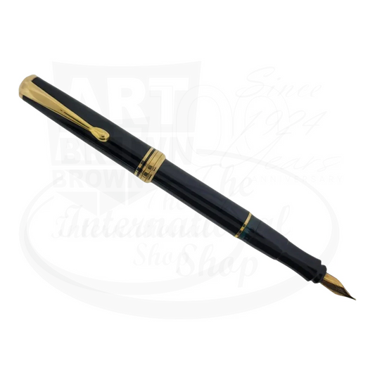 Preowned Refurbished Ballpoint & Fountain Pen Set, Black and Gold