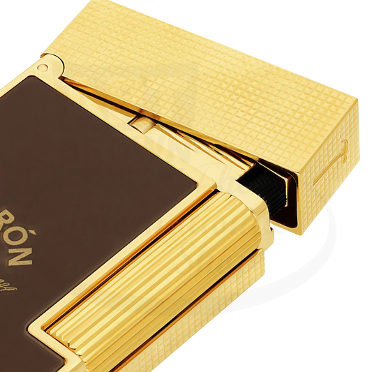 S.T. Dupont Ligne 2 Perfect Ping Padron Brown Lacquer & Gold C16014 gold plated lighter brown lacquer finish compact design