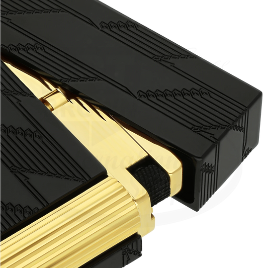 S.T. Dupont Ligne 2 Perfect Cling Monogram 1872 C16179 black matte PVD body with gold-plated double flame lighter