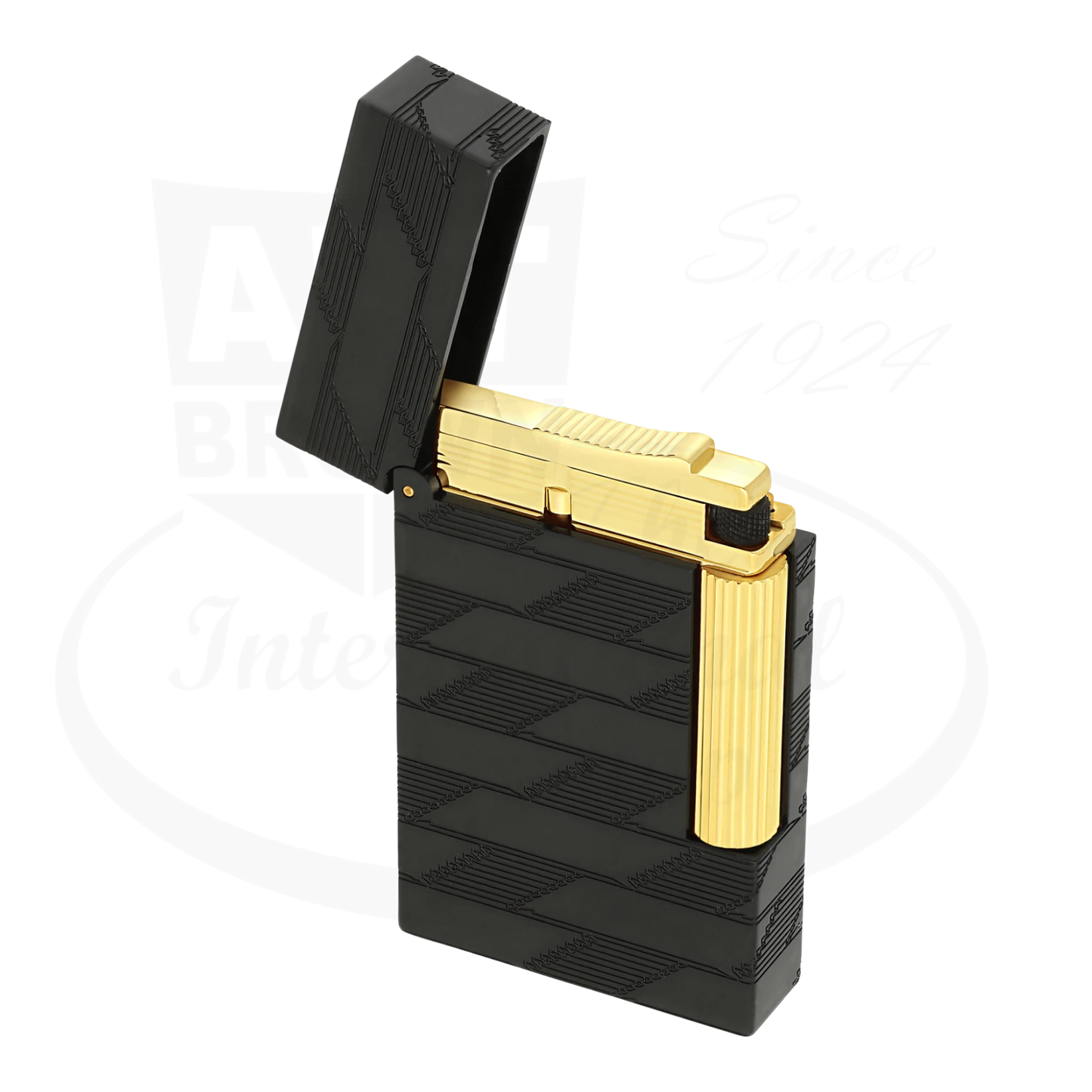 S.T. Dupont Ligne 2 Perfect Cling Monogram 1872 C16179 black matte PVD body gold accents lighter