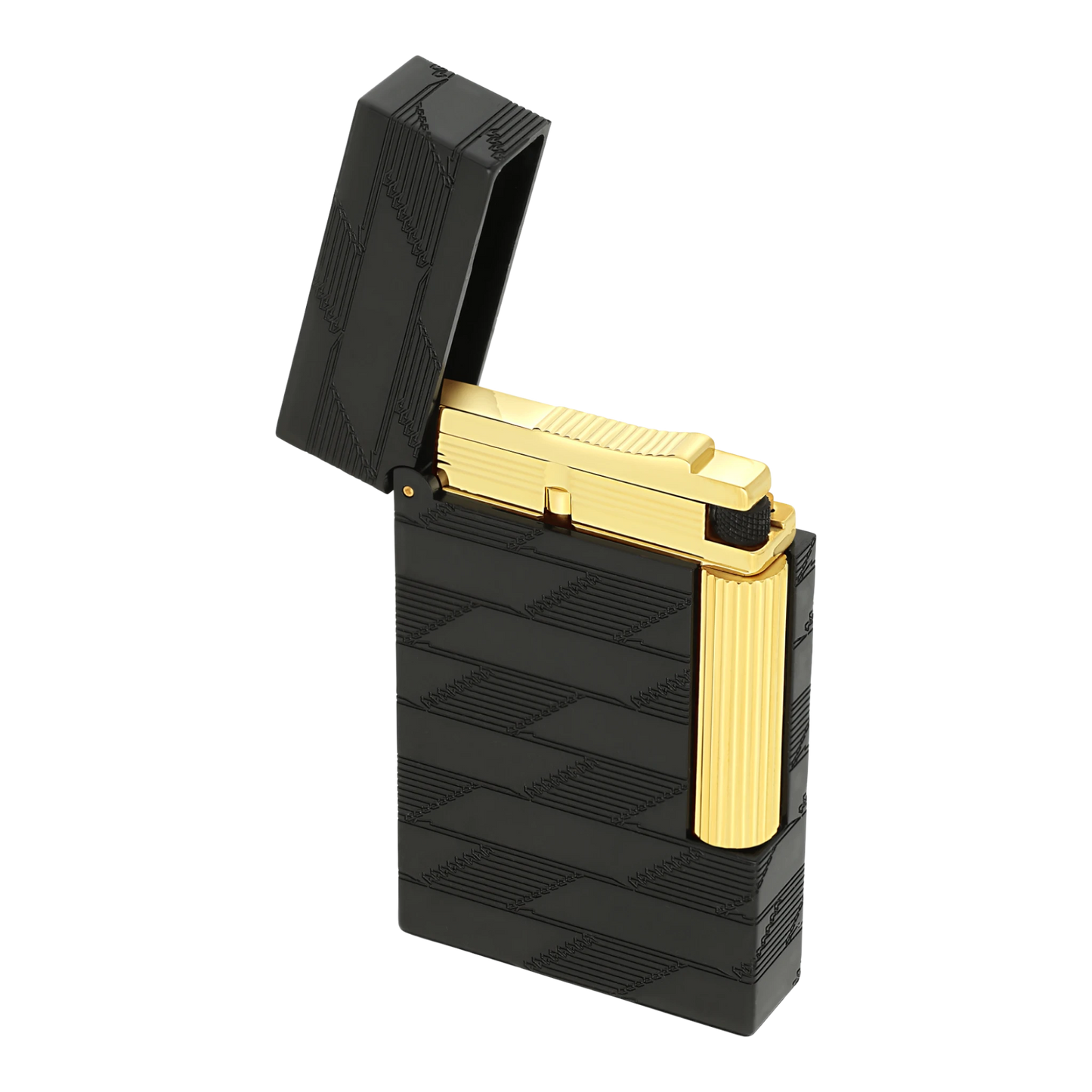 S.T. Dupont Ligne 2 Perfect Cling Monogram 1872 Black & Gold Lighter, C16179