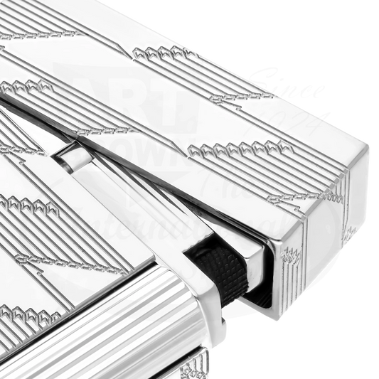 S.T. Dupont Ligne 2 Perfect Cling Monogram 1872 Palladium Lighter C16180 polished palladium with detailed guilloche engraving