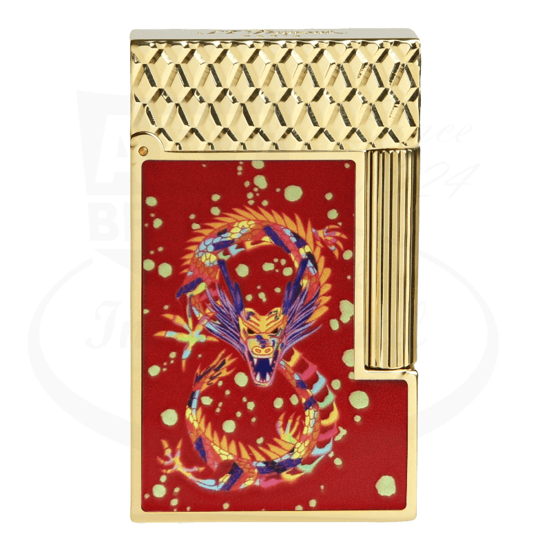 S.T. Dupont Limited Edition Ligne 2 Perfect Cling Year of the Dragon Burgundy Lacquer & Gold, C16526