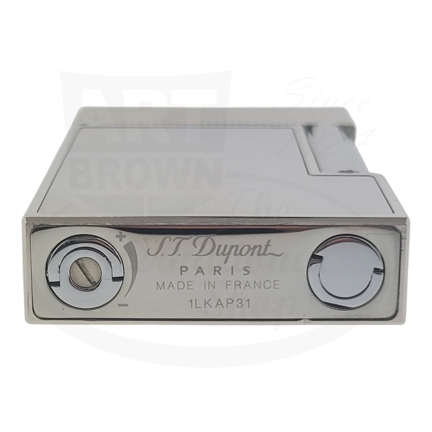 S.T. Dupont C16603 brushed palladium Ligne 2 lighter, seen from the bottom.