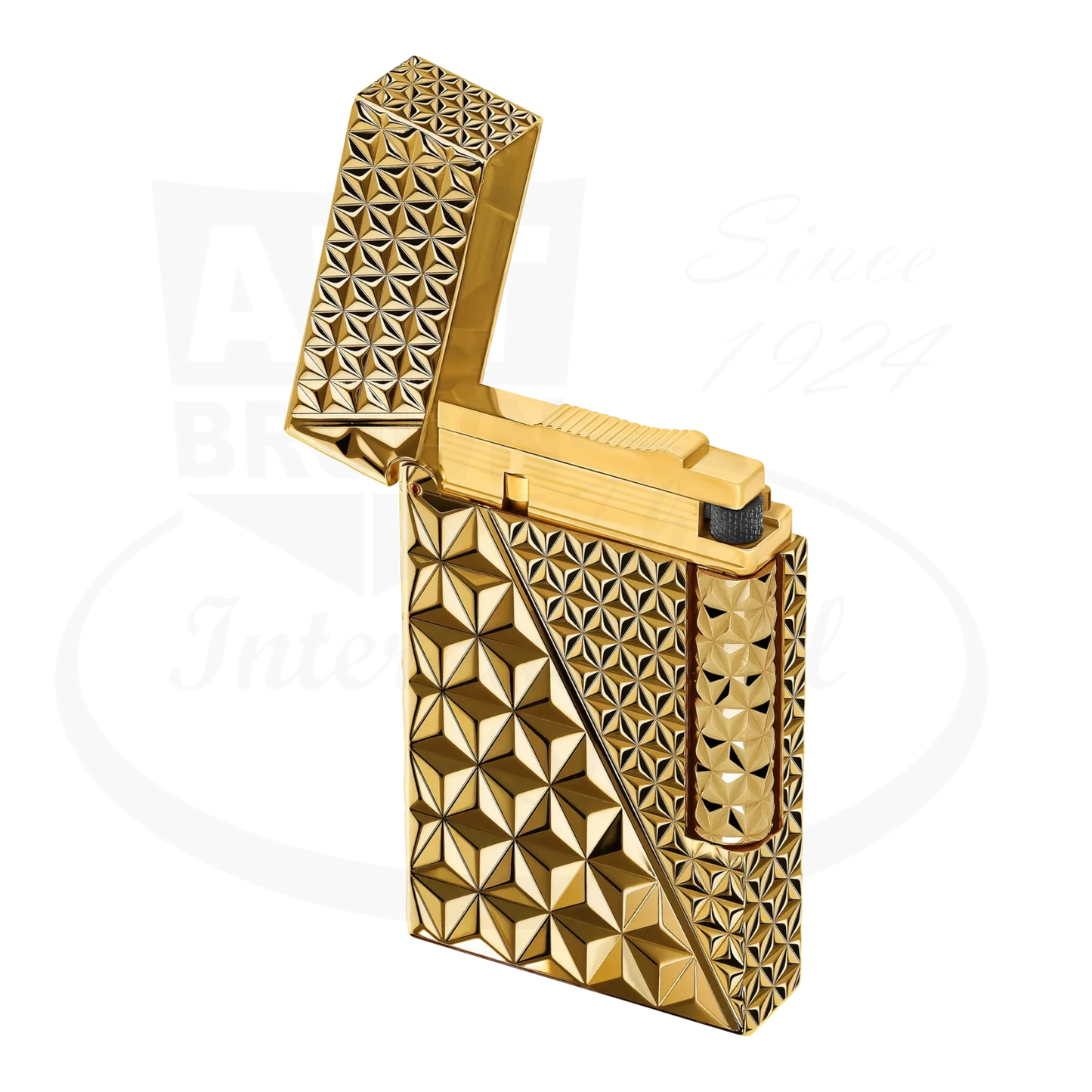 S.T. Dupont Ligne 2 Perfect Cling Double Fire X Gold C16646 gold guilloche pattern lighter open