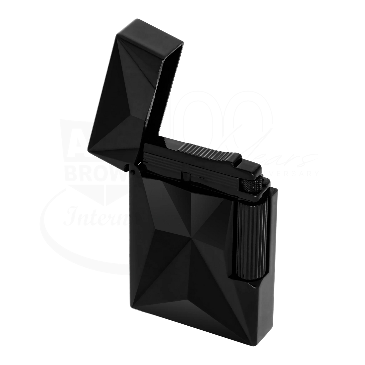 S.T. Dupont Ligne 2 Small Perfect Cling Fire X black lacquer lighter with faceted geometric design and soft flame mechanism