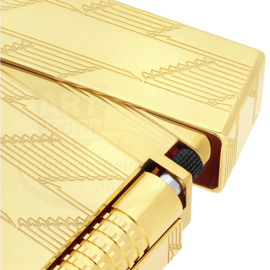 S.T. Dupont New Le Grand Monogram 1872 Gold Lighter, C23178, gold PVD finish with engraved monogram detail close-up
