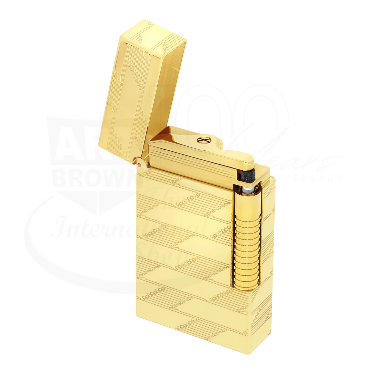 S.T. Dupont New Le Grand Monogram 1872 Gold Lighter, C23178 gold PVD engraved pattern open flip-top design
