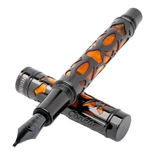 Conklin Endura Deco Crest Orange and Black Fountian Pen, CK72183