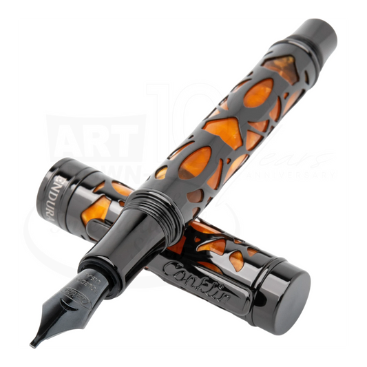 Conklin Endura Deco Crest Orange and Black Fountian Pen, CK72183