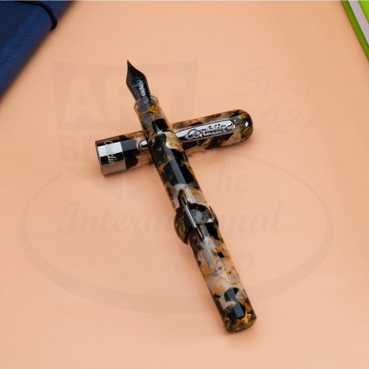 Conklin Mark Twain Crescent Filler Fountain Pen CK76222 orange resin with gunmetal trim and stainless steel nib