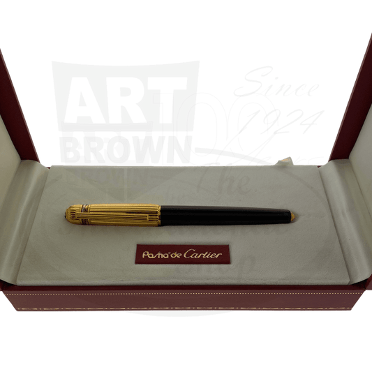 Cartier Vintage Pasha Fountain Pen Black Lacquer with Gold FInish