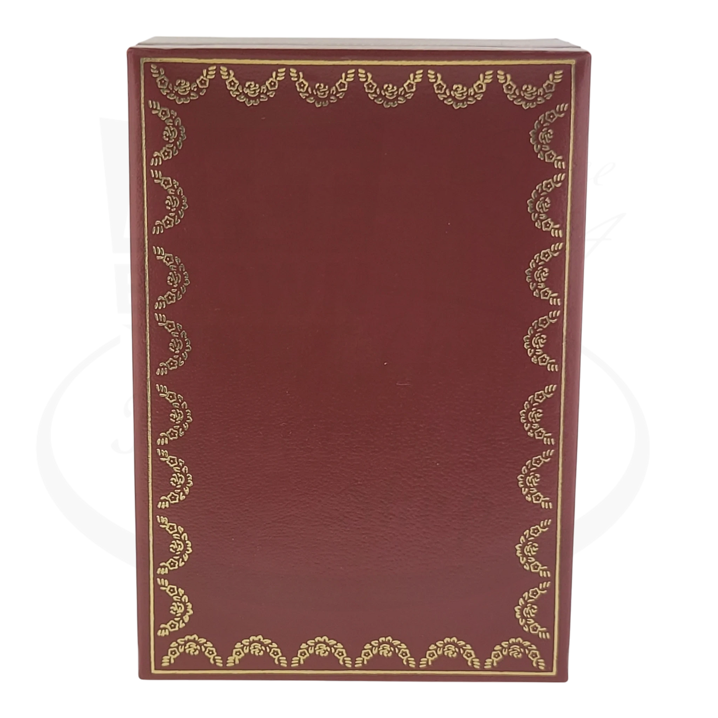 Cartier Pasha lighter original burgundy leather presentation box with ornate gold tooled border pattern